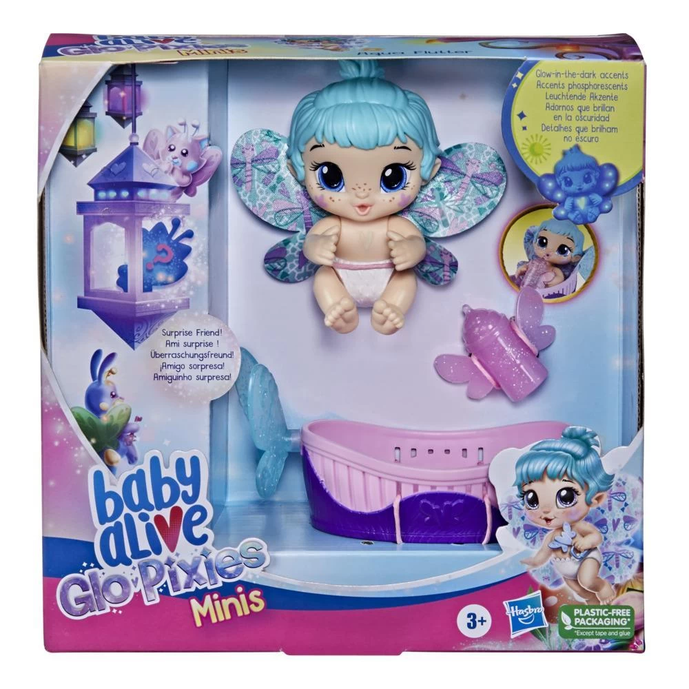 Hasbro Baby Alive Glo Pixies Minis Doll, Aqua Flutter